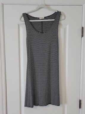 Olivia Rae Black and White Striped Sleeveless Dress